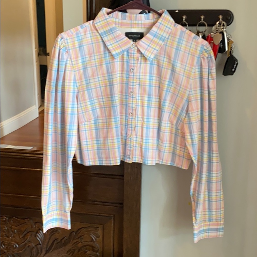 majorelle crop button down